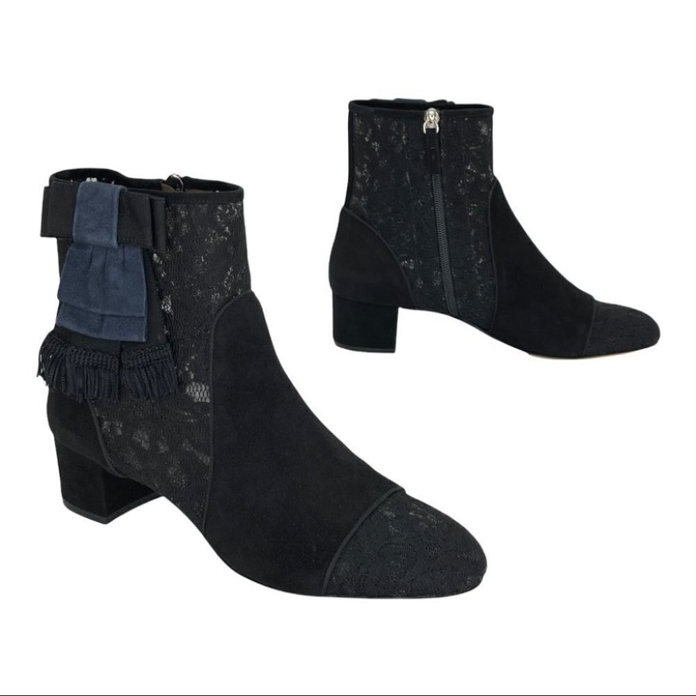 Tabitha Simmons Anastasia Black Lace Fabric Womens Ankle Boots Size 9M - Picture 15 of 16